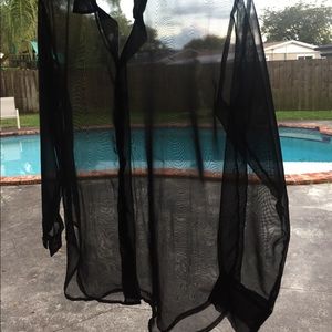 🔥 Sheer black button up blouse~~~